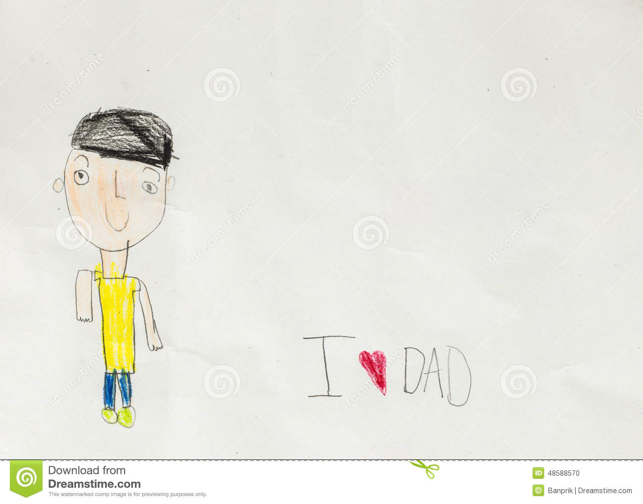 five year kid draw father and write i love dad