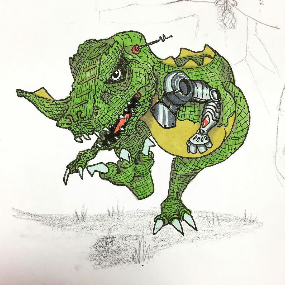 doodle draw drawing sketch sketchbook illustration mech robot trex dinosaur tyrannosaurusrex