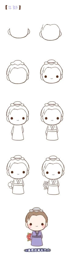 step by step you ll learn how to draw a cute little kimono girl