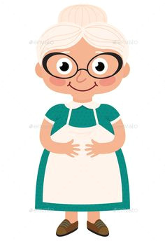 buy grandmother housewife by jelizarose on graphicriver stock vector cartoon illustration of a grandmother housewife full length