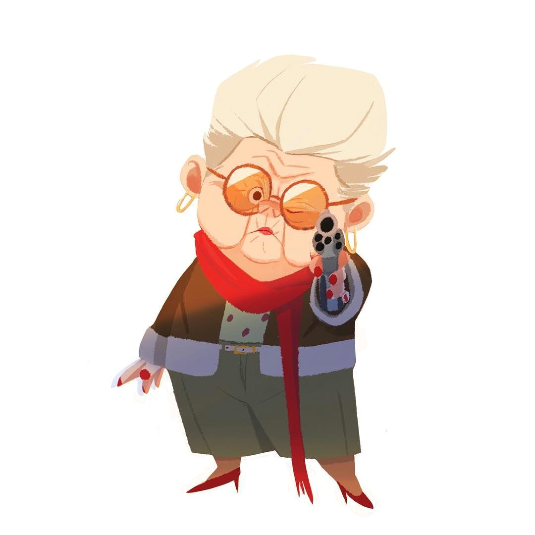 Drawing A Cartoon Grandma Grandma Drawing Painting Animation Design Conceptart