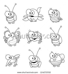some cartoon insects isolated on white