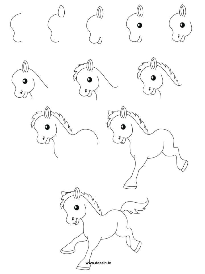 h easy drawings easy drawing designs easy cartoon drawings horse cartoon drawing