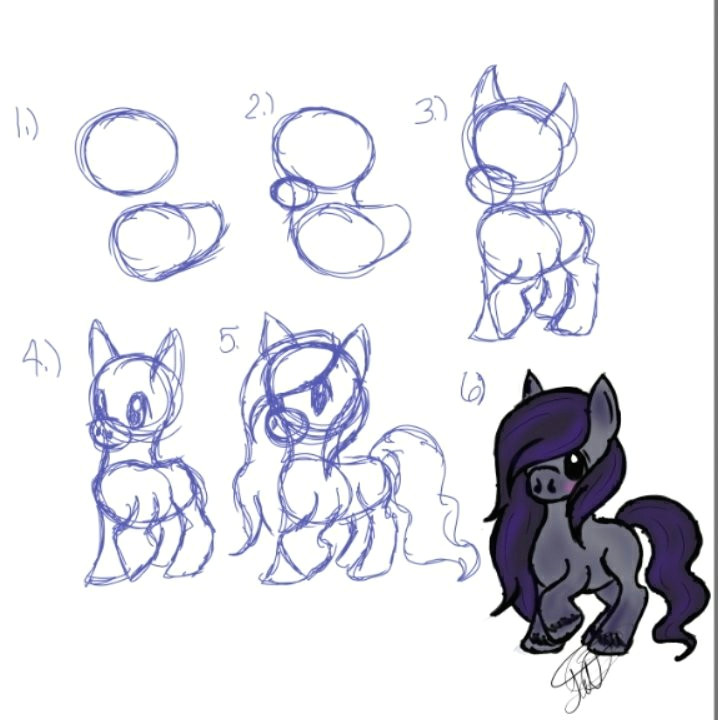 how to chibi horse drawing easy steps