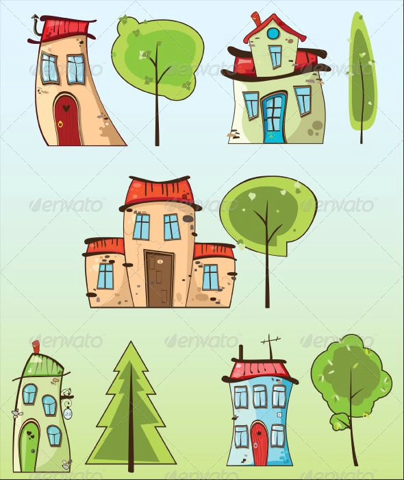 cartoon houses and trees ecommerce trees cartoon house templates sketches tree