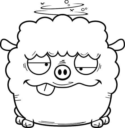 a cartoon illustration of a lamb looking drunk stock vector 102190119