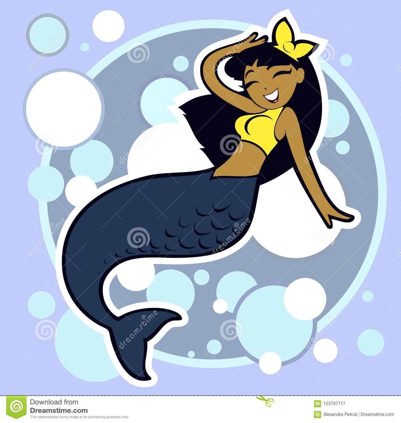 cartoon illustration of a beautiful cute adorable mermaid