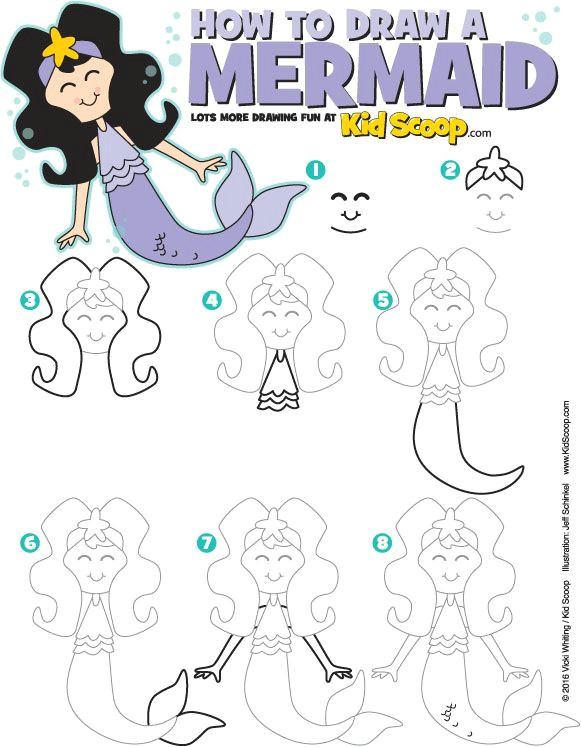 how to draw a mermaid kid scoop