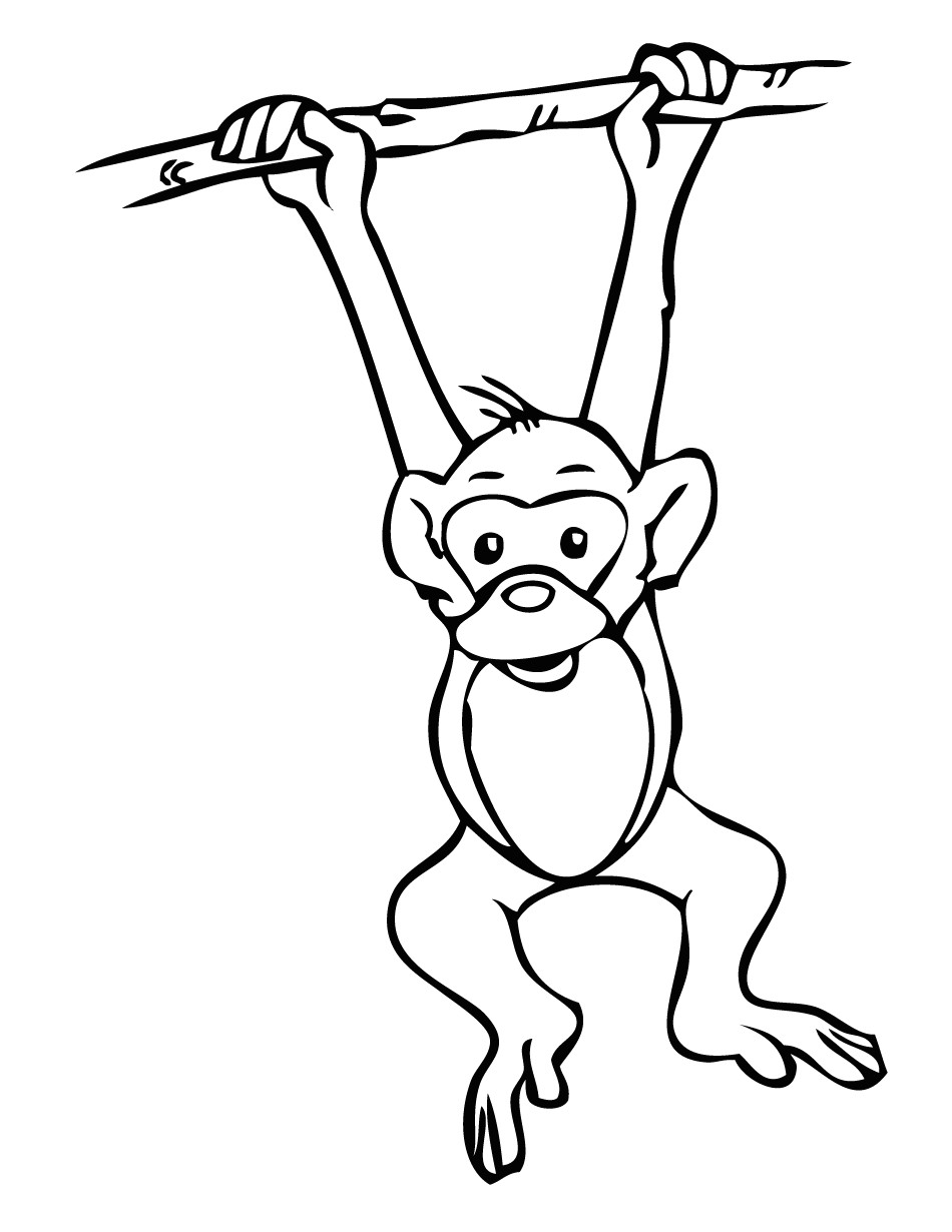 hanging monkey coloring page