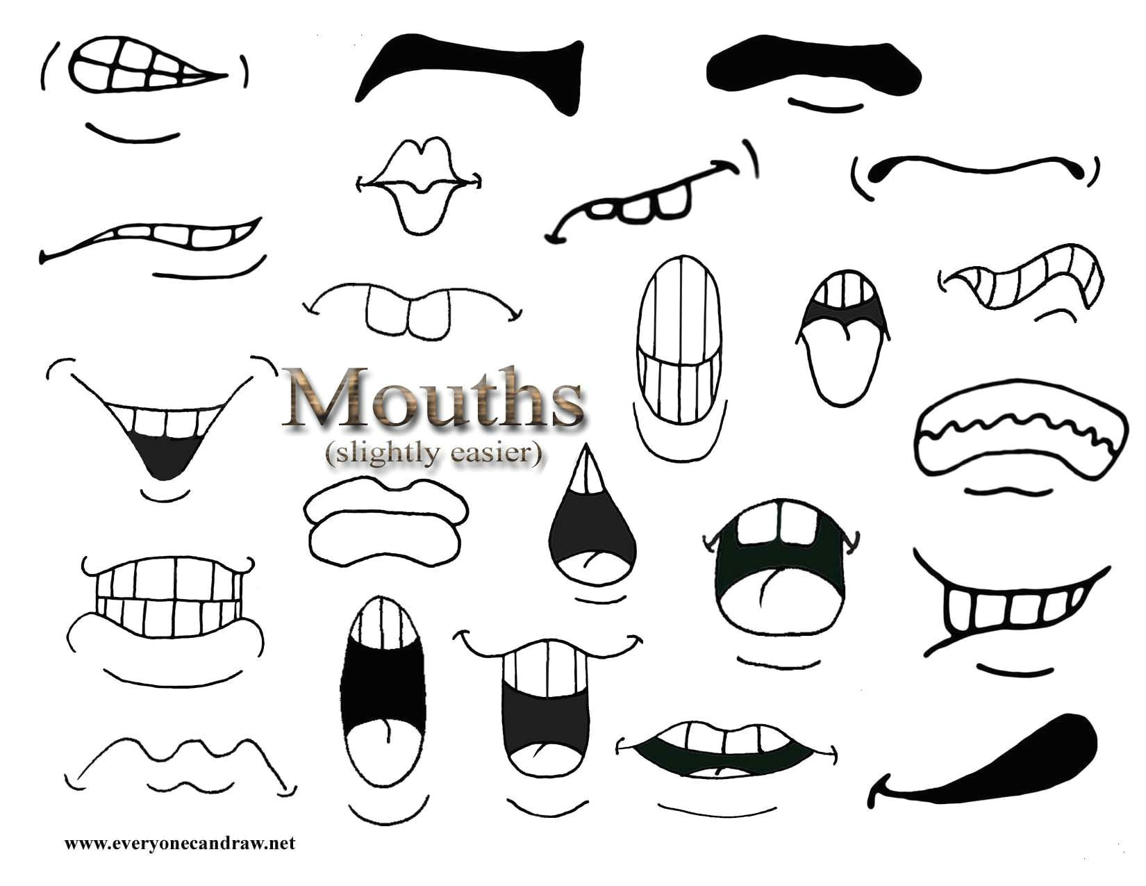 how to draw cartoon mouths