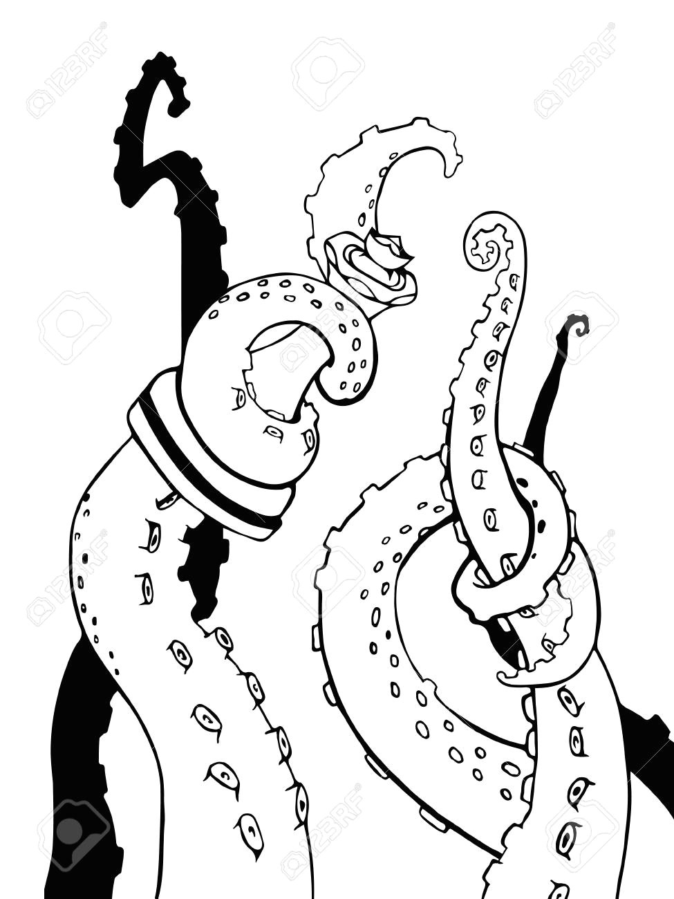 vector vector sketch cartoon octopus tentacles