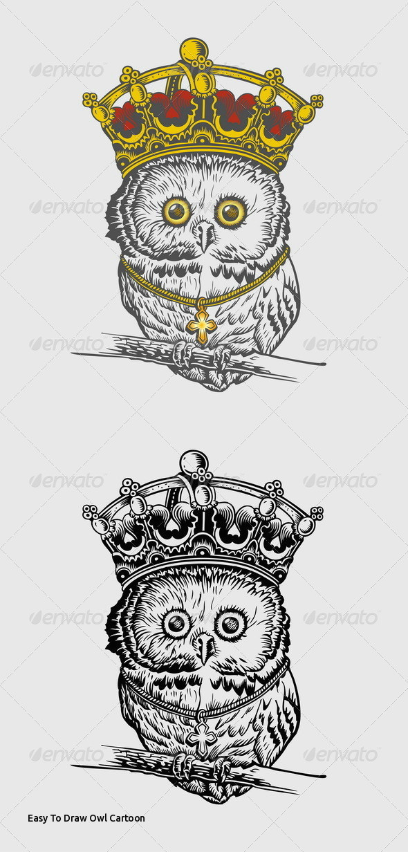 easy to draw owl cartoon the king owl hand drawing by icvector703 of easy to draw