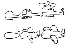 how to draw a basic helicopter and basic airplane