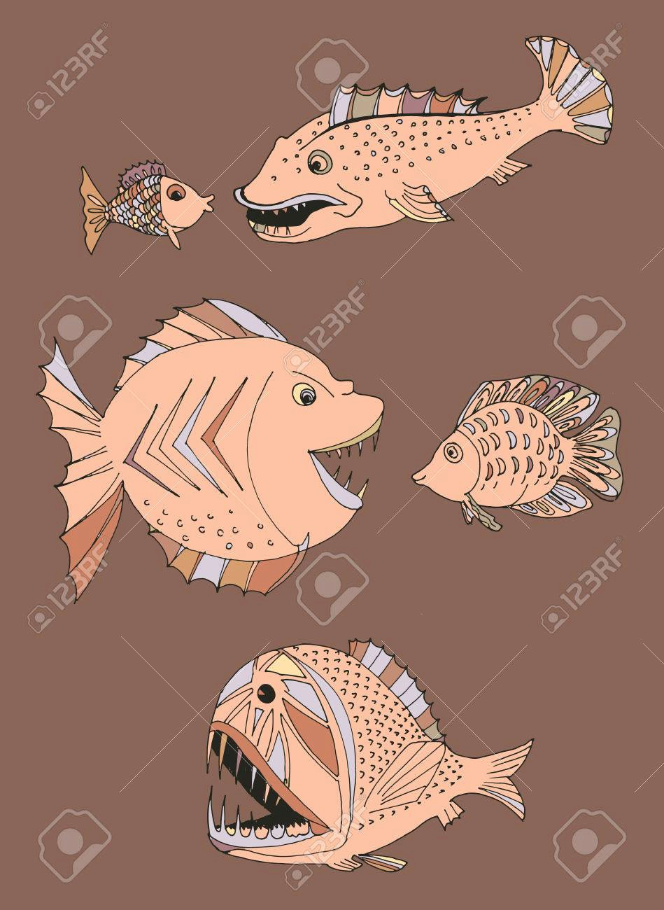 beangstigende fische handgemalt lizenzfrei nutzbare vektorgrafiken clip arts illustrationen image 61119342