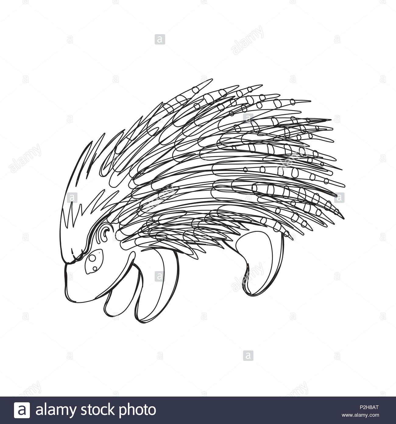 Drawing A Cartoon Porcupine Illustration Porcupine Stockfotos Illustration Porcupine Bilder