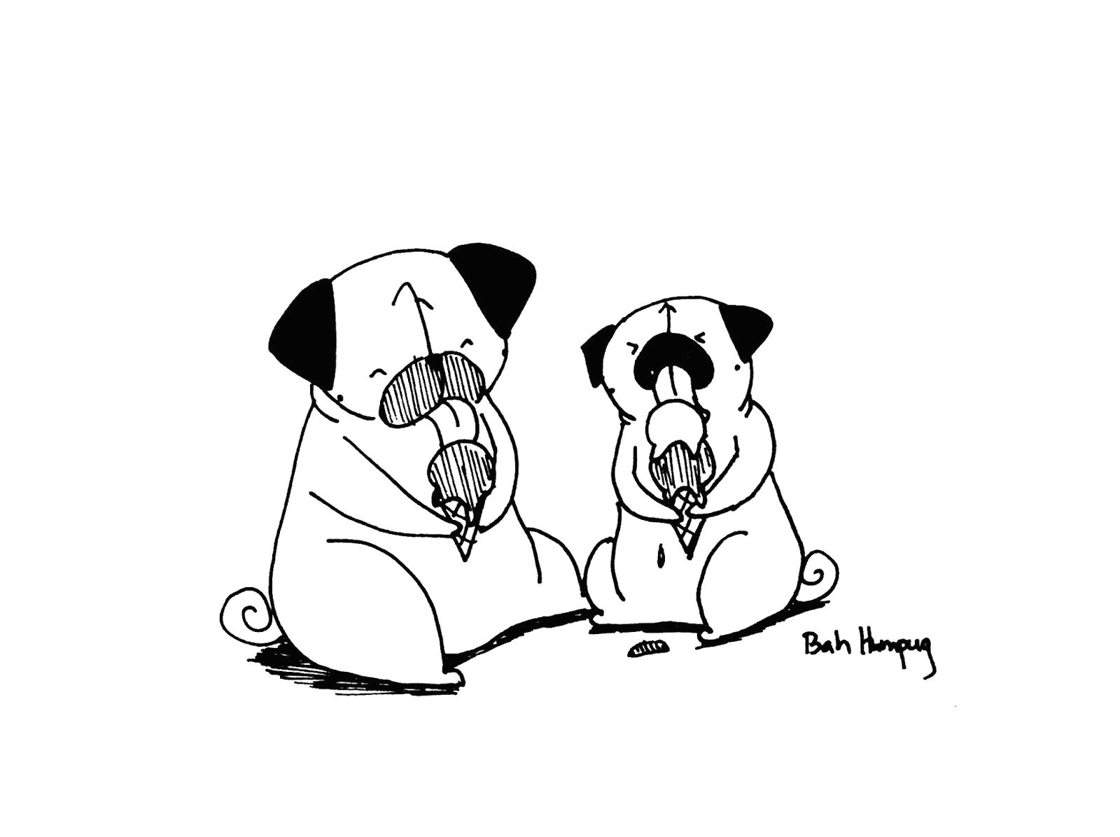 bah humpug ice cream for the end of summer pug illustration pug cartoon