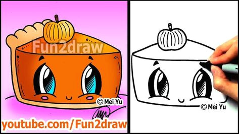 how to draw thanksgiving things cute pumpkin pie fun2draw food