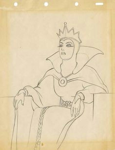 evil queen original production drawing from snow white and the seven dwarfs