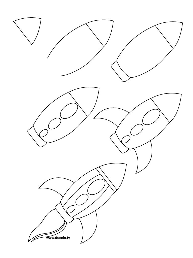 kids learn how to draw a rocket