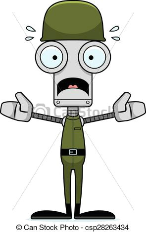 cartoon scared soldier robot csp28263434