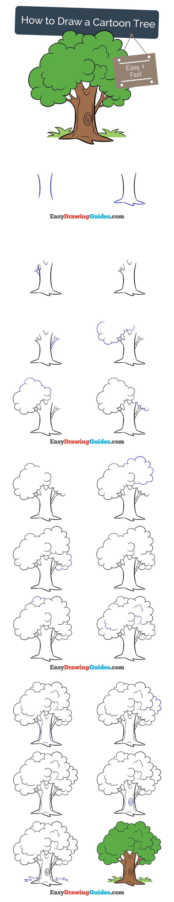 how to draw a cartoon tree drawings drawings drawing tutorials for kids easy drawings