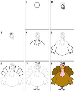 how to draw a turkey