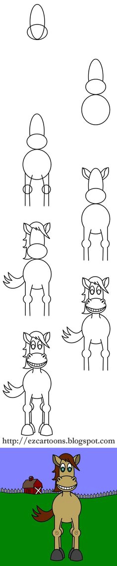 easy to draw cartoons how to draw a cartoon horse