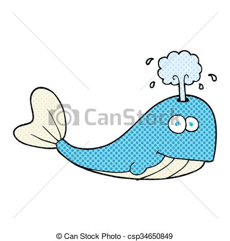 cartoon whale spouting water csp34650849