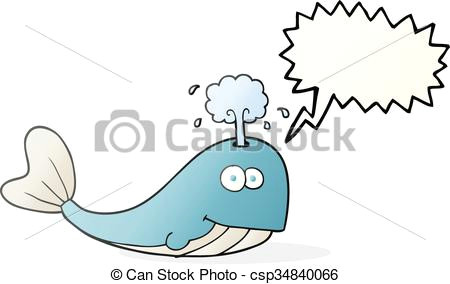 speech bubble cartoon whale spouting water csp34840066