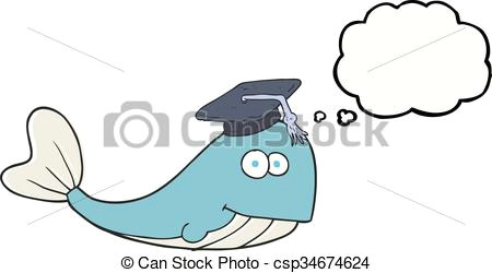 thought bubble cartoon whale graduate csp34674624