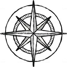 vector illustration of a compass rose done in a woodcut style