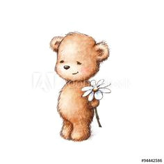 a teddy bear with daisy teddy bear drawing cute bear drawings art drawings