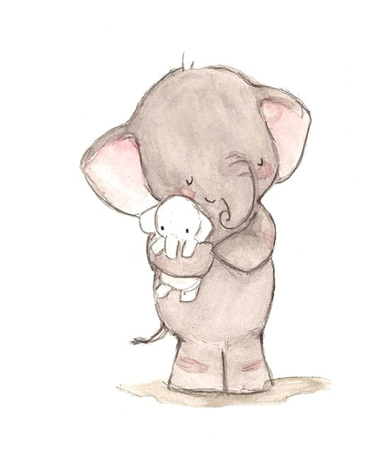 this sweet little elephant and his plush make quite the cuddlesome duo for a little one s nursery art print from an original watercolor gouache