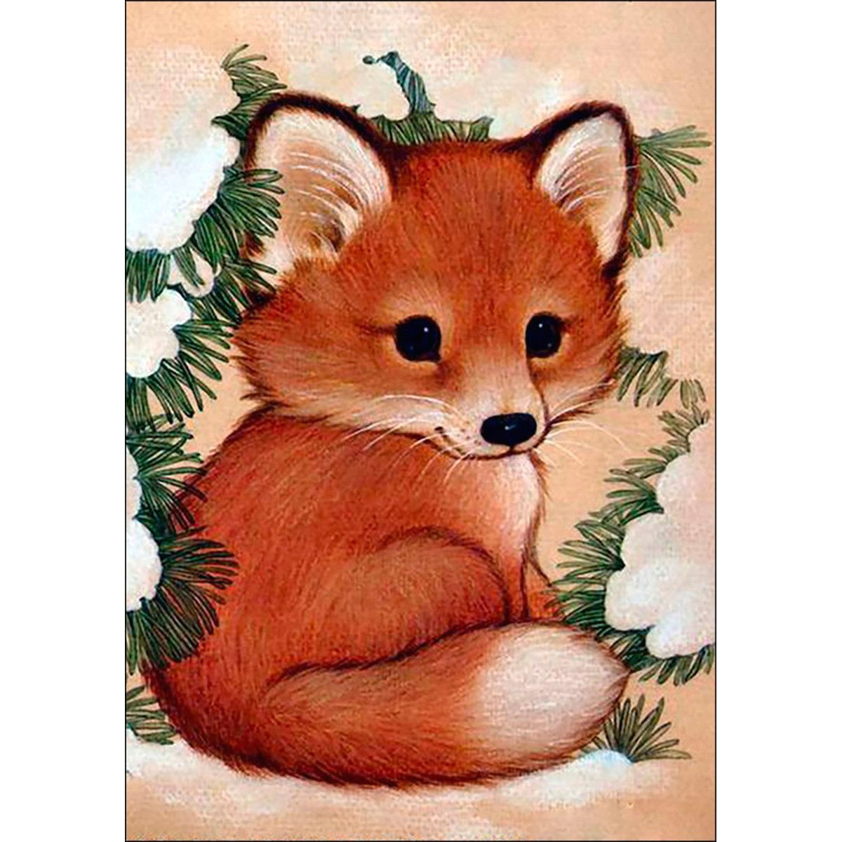 diamond embroidery printed gem kit fox pup