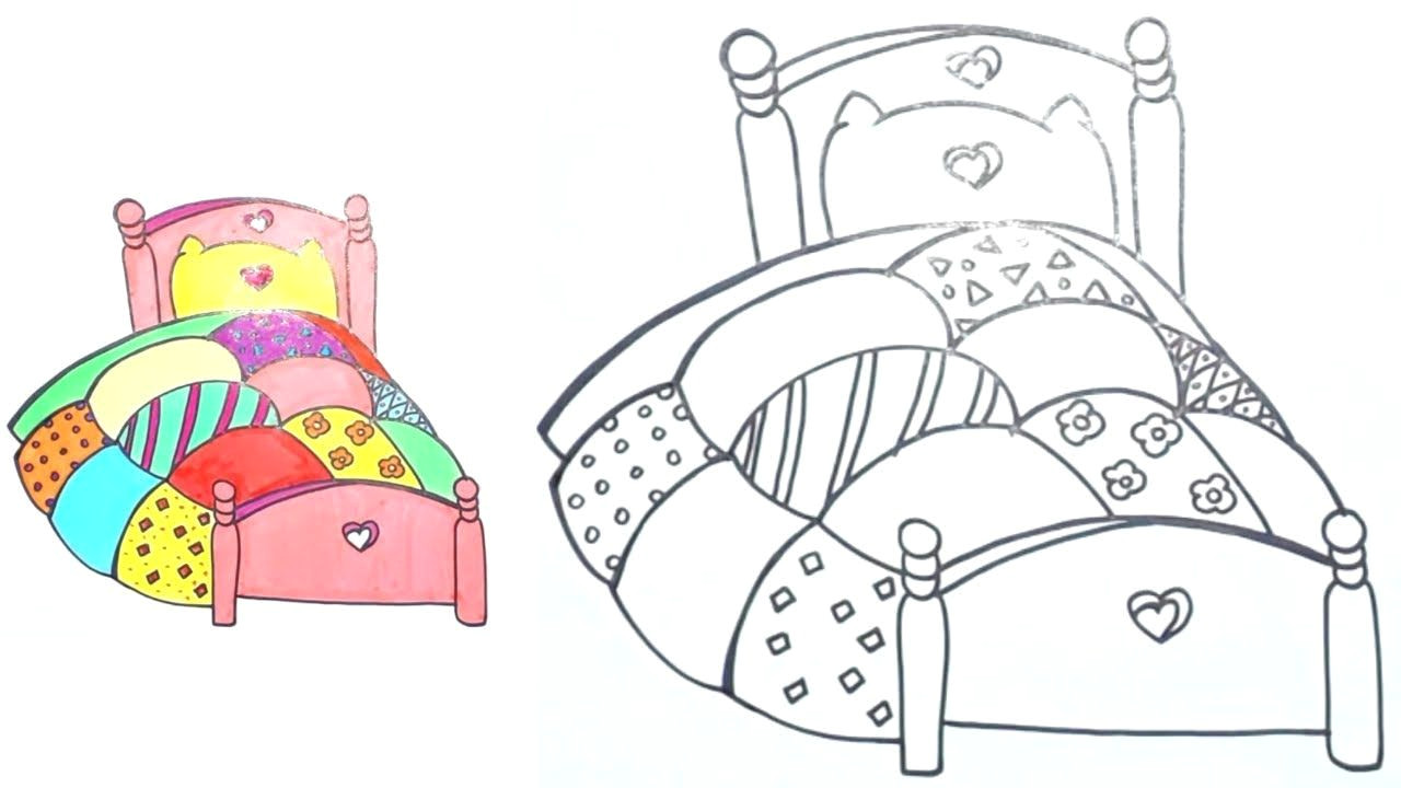 how to draw bed for kids drawing and colouring video tutorials kids drawing bed youtube
