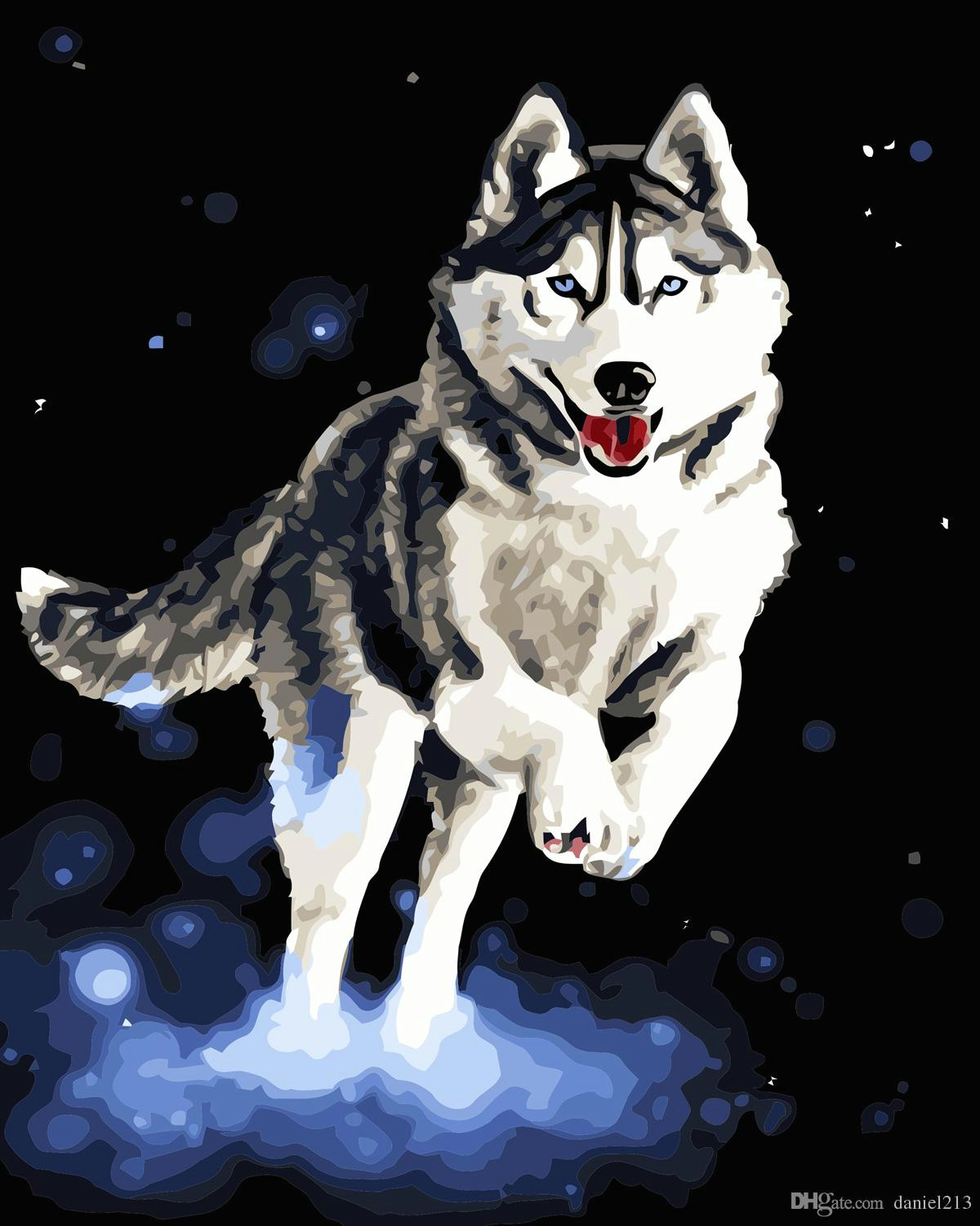 coming pet husky dog 16x20 inches diy paint on canvas drawing by numbers kits art acrylic oil painting frame for adult teen