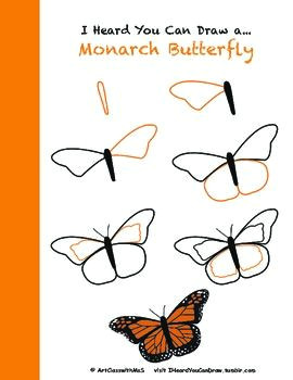 learn how to draw a monarch butterfly step by step