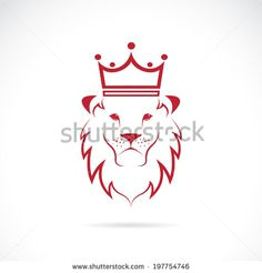 vector image of an lion crowned on white background