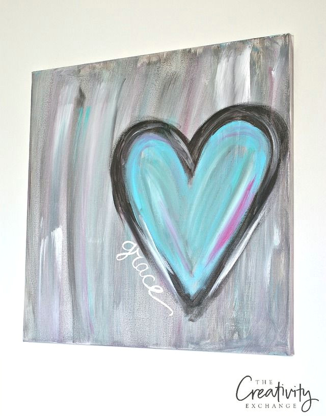 tutorial for diy heart painting canvas the creativity exchange