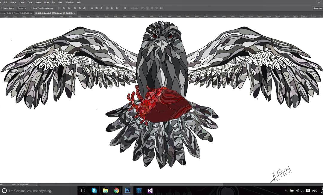 my new work art drawing eagle wacompro wacom