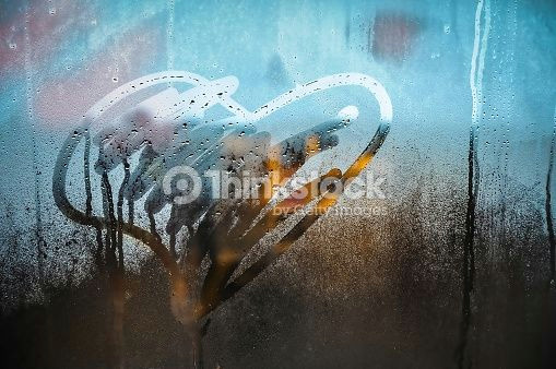 stock photo heart drawing on window