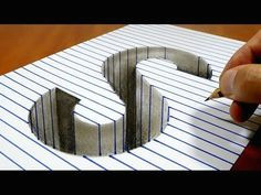 draw a letter s hole on line paper 3d trick art