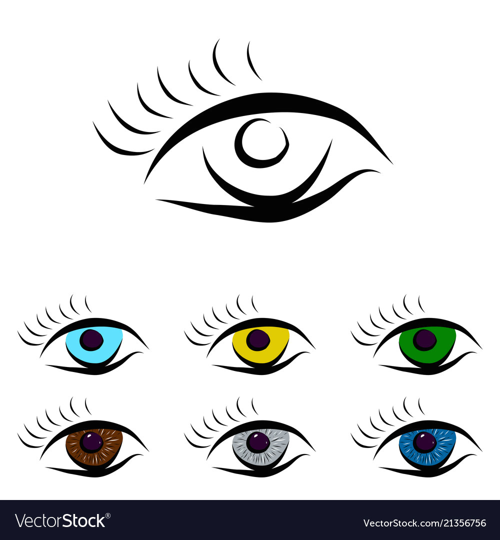 set od different color eyes vector image