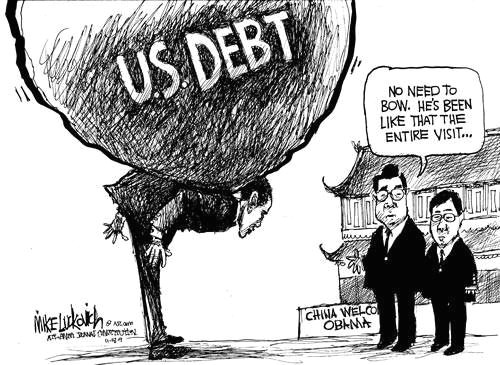 obama bowing because of all the debt he created making him bend over in front of