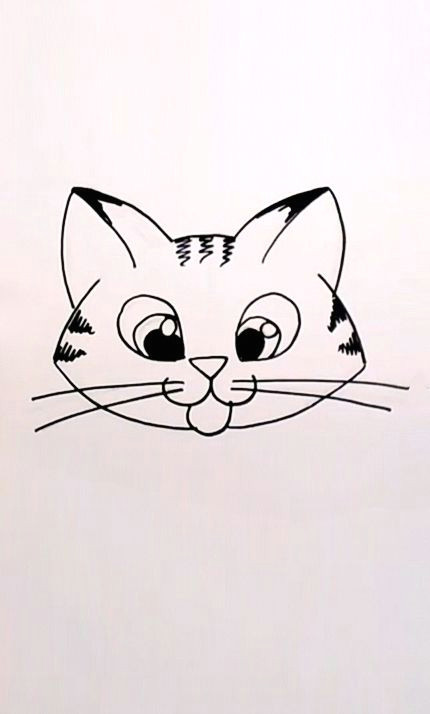 drawing a cartoon tabby cat face