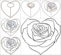 afbeeldingsresultaat voor rose drawing step by step