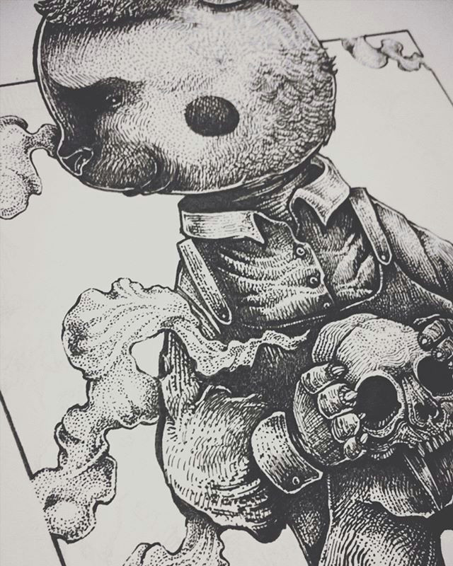 illustrator art ilustrasi illustration twistedfairytale goldilock aryawirawan puppetpit drawingpen brush inking classicfairytale bear skull