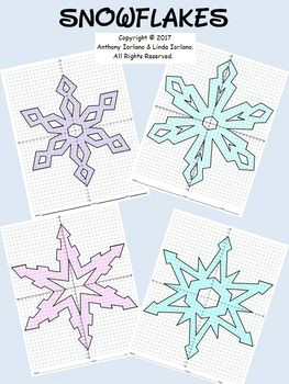 snowflake mystery picture bundle containing 4 drawings 4 quadrants fractional points 1 2 one drawing with four 1 4 points these coordinate graphing