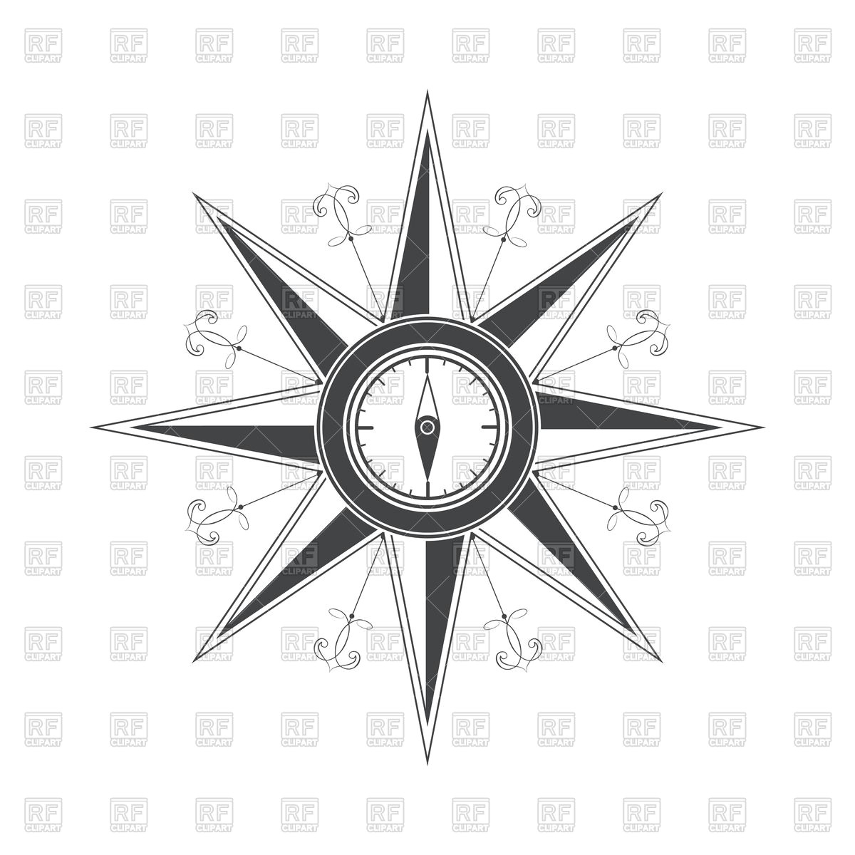 Drawing A Wind Rose Simple Compass Rose Wind Rose Vector Illustration Of Objects