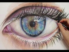 drawing a realistic eye with colored pencils time lapse